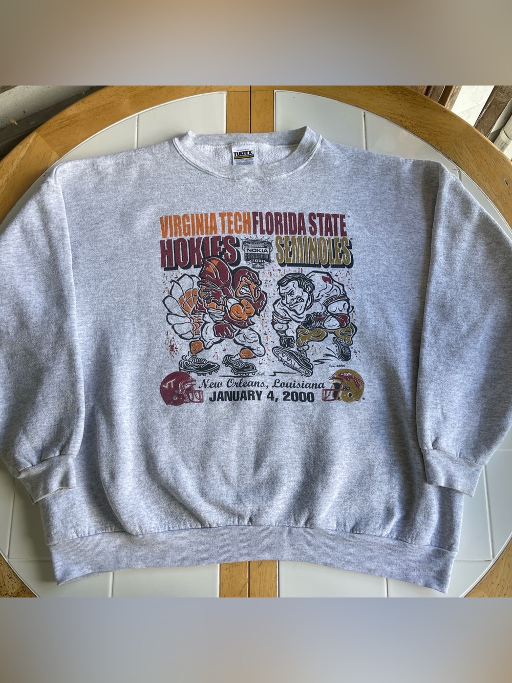 Vintage Virginia Tech Hokies Florida State Seminoles Sweater XXL Sugar Bowl 2000